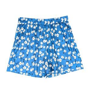 NWT Johnny Was Calme` Floral Blue High Waist Women's Shorts. Large. Sustainable!